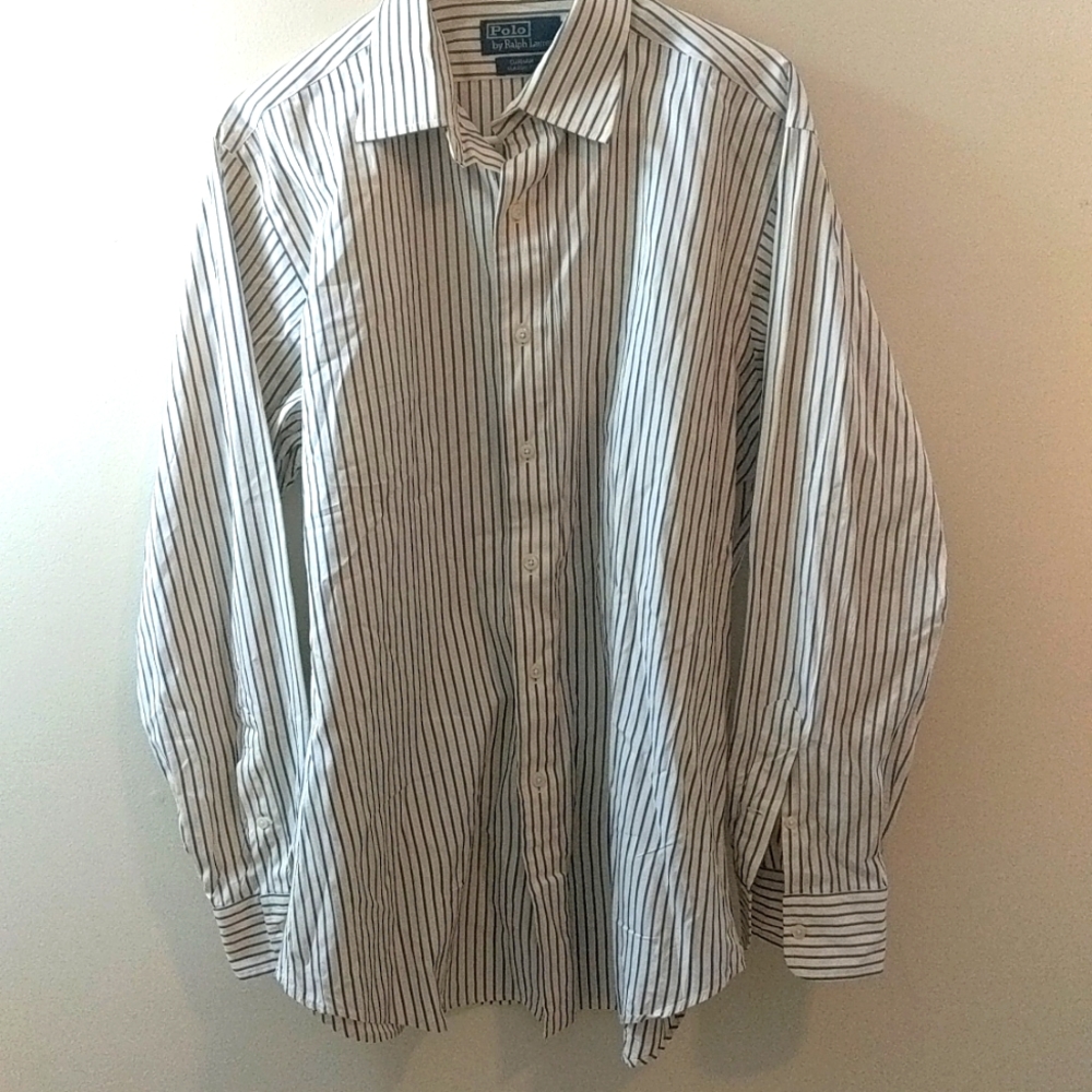 3/$23 Ralph Lauren Polo Men's Button Down Blue Striped Long Sleeve